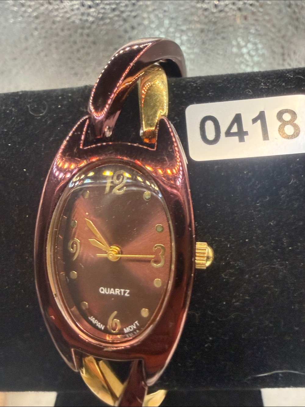 Women’s Quartz Bracelet Watch - Metallic Burgundy and Gold-toned